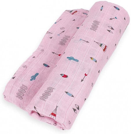 wikkeldeken Tipi junior 120 x 120 cm katoen roze