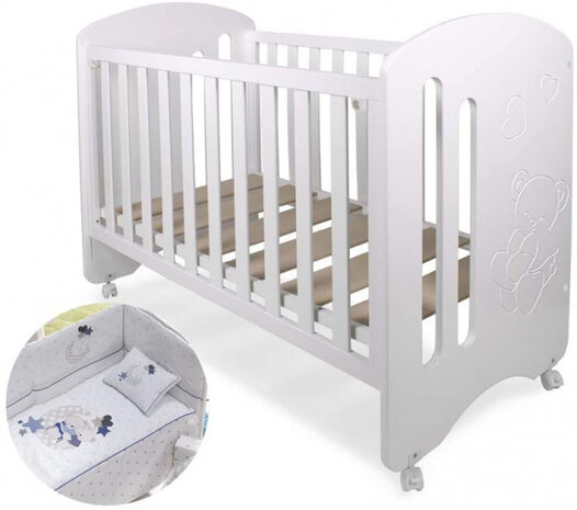 ledikant Lovely junior 124 x 63 cm hout wit/blauw