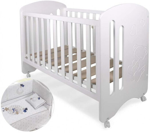ledikant Lovely junior 124 x 63 cm hout wit/beige