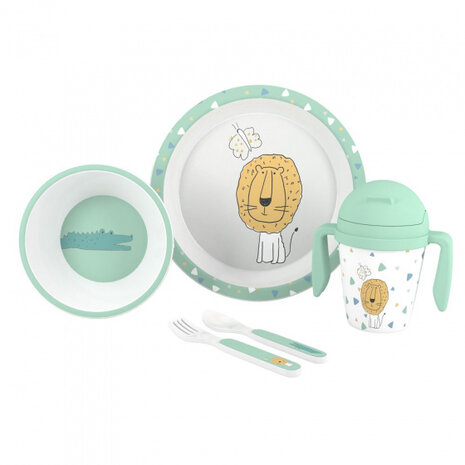 babyservies Savana junior polypropyleen groen 5-delig