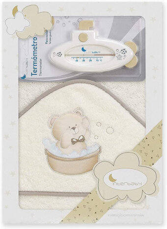 badaccessoires Teddy 100 cm katoen beige 2-delig