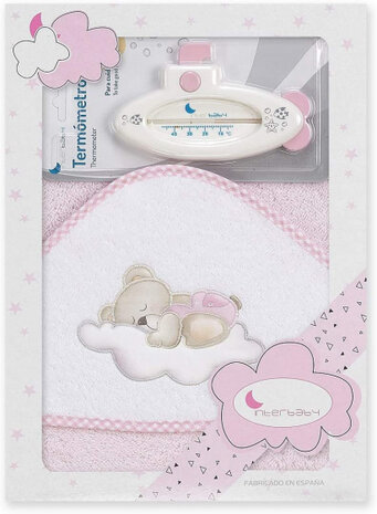 badaccessoires Cloud 100 cm katoen roze 2-delig