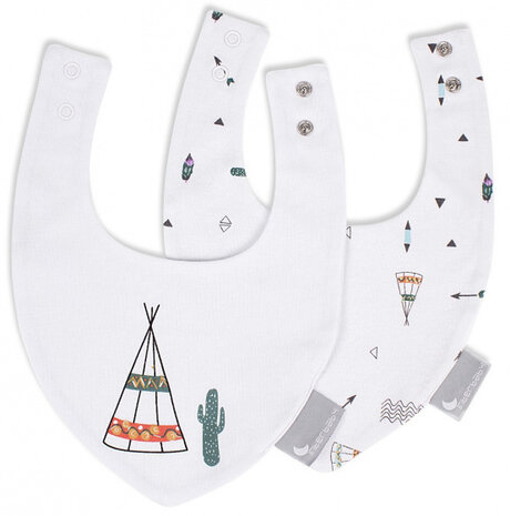 bandana-slabbetje Tipi 38 x 22 cm katoen wit 2-delig
