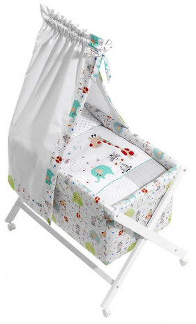 wieg Jungle 90 x 55 cm hout/katoen wit 6-delig