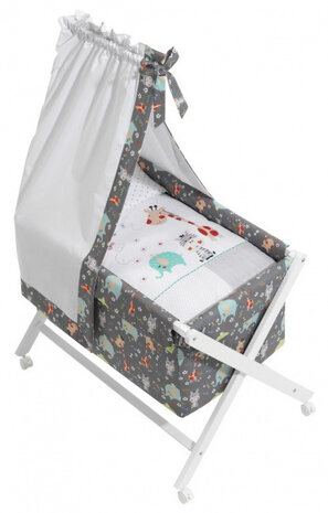 wieg Jungle 90 x 55 cm hout donkergrijs 6-delig