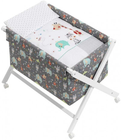 wieg Jungle 90 x 55 cm hout donkergrijs 5-delig