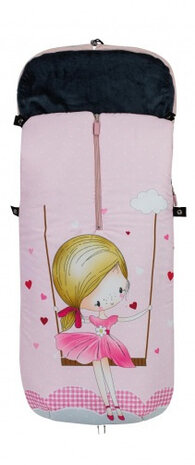 voetenzak Prinses 105 x 46 cm fleece roze