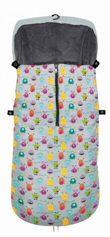 voetenzak Little Monsters 105 x 46 cm fleece grijs