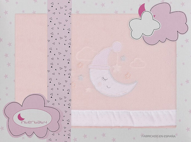 lakenset wieg Maan 110 x 82 cm polyester roze 3-delig