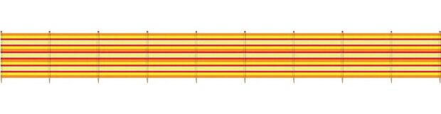 windscherm 10 palen 120 x 610 cm geel/oranje/rood