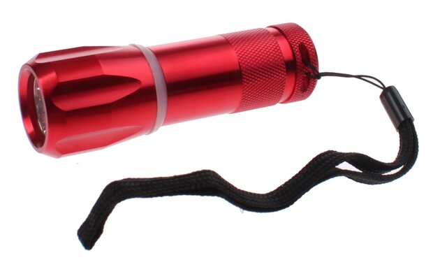 zaklamp Expeditie led batterij 9 cm aluminium rood