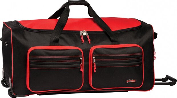 weekendtas trolley 91 liter polyester zwart/rood