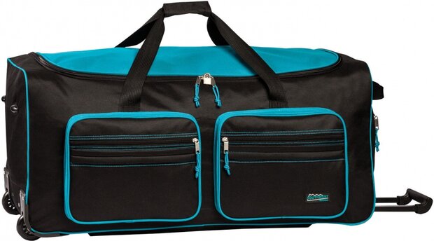 weekendtas trolley 91 liter zwart/turquoise