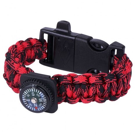 survivalarmband Expeditie 25 cm rood