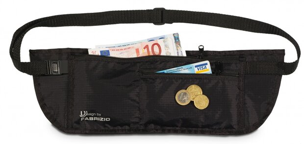 moneybelt zwart 38 x 13 cm
