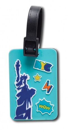 kofferlabels NYC 7,5 x 5 cm blauw 2 stuks