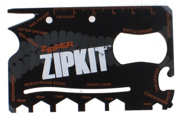 multi-tool Zipper 8,5 x 5,5 cm zwart