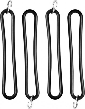 spanrubber met S-haak 20 cm rubber zwart 4 stuks