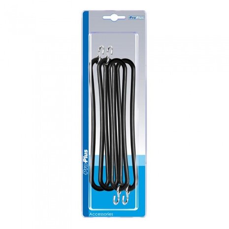 spanrubber met S-haak 20 cm rubber zwart 4 stuks