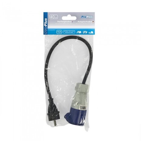 verloopkabel van Schuko-stekker naar CEE 40 cm 16A / 230 V