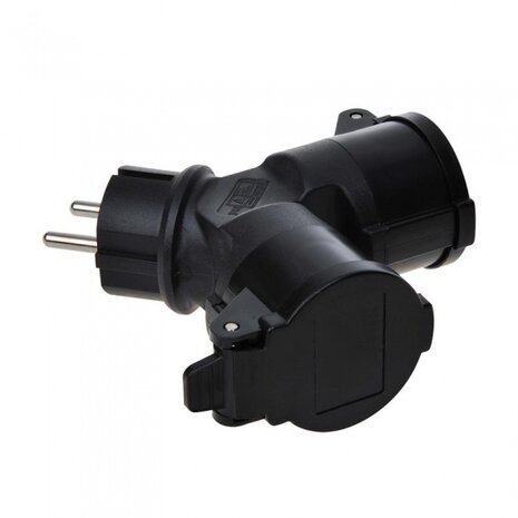 Schuko duo-splitter 16A zwart
