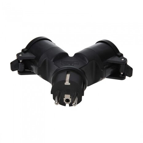 Schuko duo-splitter 16A zwart