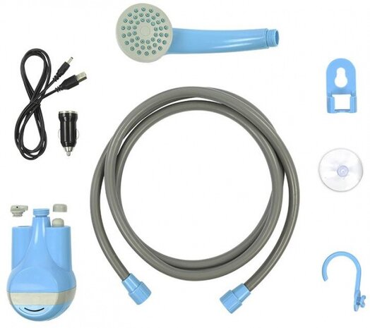 oplaadbare mobiele douche blauw/grijs
