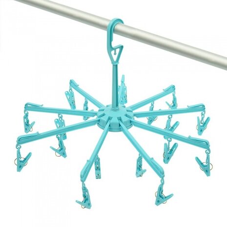 droogcarrousel met 18 knijpers 48 cm aqua