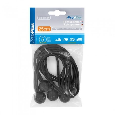 elastische tentspanner met bal 25 cm zwart 5 stuks