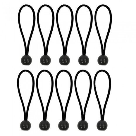 elastische tentspanner met bal 15 cm zwart 10 stuks