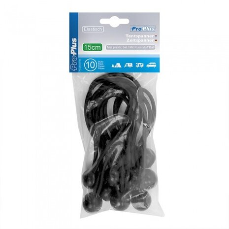 elastische tentspanner met bal 15 cm zwart 10 stuks
