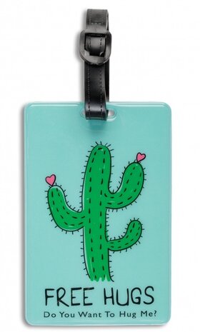 kofferlabel cactus 11 x 7,5 cm lichtblauw