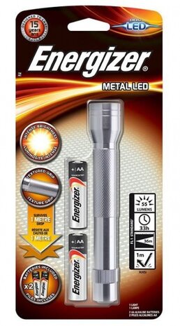 zaklamp led batterij 55 lm 15 cm metaal zilver