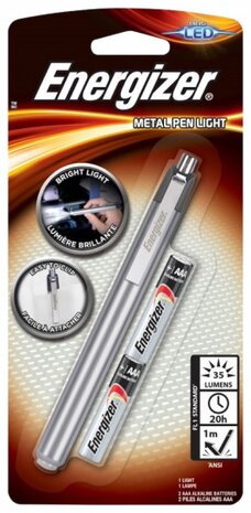 zaklamp led batterij 35 lm 14 cm metaal zilver