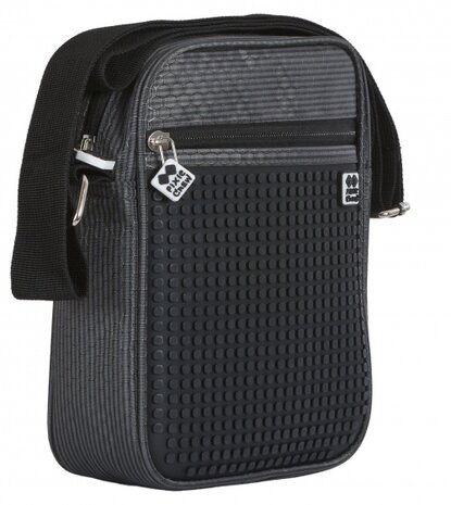 schoudertas crossbody met pixels 2 liter grijs