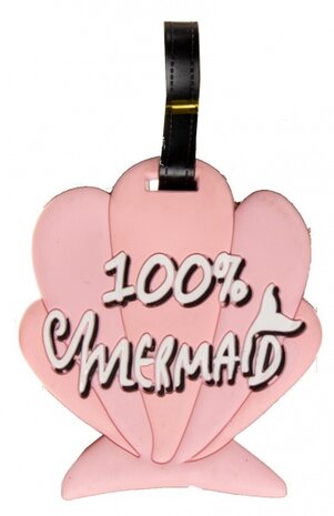 bagagelabel schelp 18 x 8 cm roze