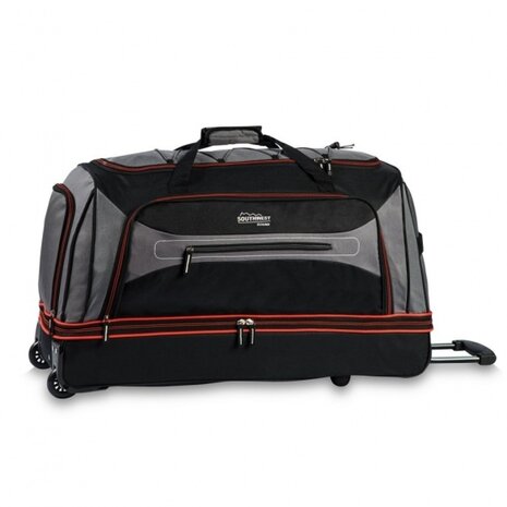 trolleytas 90 liter polyester zwart/grijs
