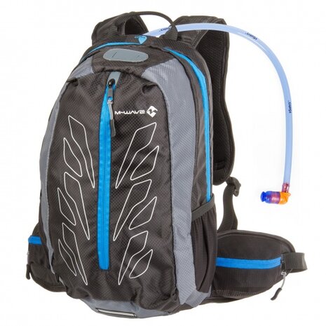 outdoor-rugzak met drinkwaterzak zwart/grijs 15 liter
