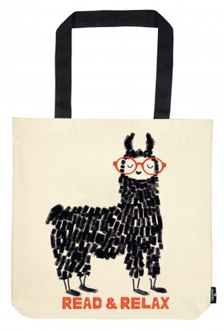 katoenen tas Leeslama 39 x 42 cm beige