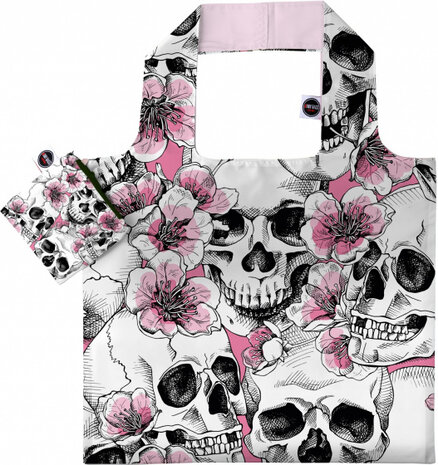 shopper 48 cm polyester wit/roze