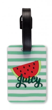 bagagelabel Meloen 11 cm groen/wit 2 stuks