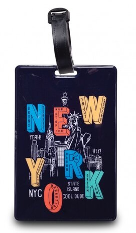 bagagelabel New York City 11 cm zwart/multicolor