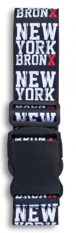 bagageriem NY Bronx 190 x 5 cm zwart/wit/rood