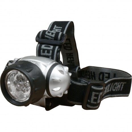 hoofdlamp 7 led met hoofdband zilver/zwart