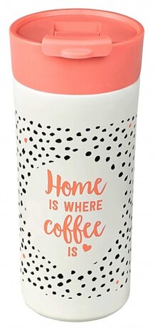 Cook &amp; Style home thermosbeker 450 ml wit/zalmroze