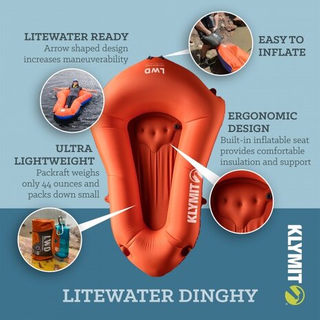 opblaasboot Litewater Dinghy 193 x 114 x 24 cm oranje/blauw
