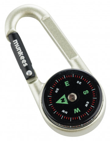 kompas met karabijnhaak zilver unisex 6,2 cm