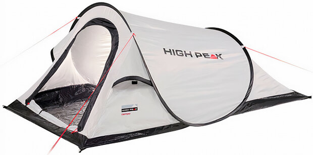 pop-up tent Campo 2-persoons 220 x 120 x 90 cm wit