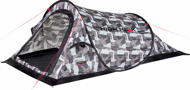 pop-up tent Campo 2-persoons 220 x 120 x 90/60 cm grijs