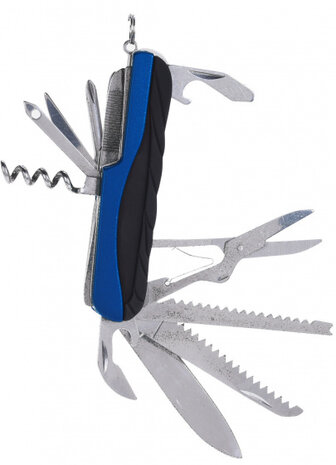 zakmes blauw 15 functies 17 x 11 x 2,5 cm